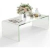 COSTWAY Table Basse Salon En Verre/Table D’Appoint Rectangulaire Forme De U Avec Bords Arrondis Lisses, Table Basse Transparente Simple & Moderne -VIDAXL || Songmics Soldes 100227103 1