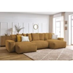 Canapé Panoramique Convertible BOBOCHIC - Canapé Panoramique Convertible Coffre Ultra Moelleux VOLTAIRE Panoramique Jaune
