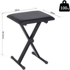 HOMCOM Tabouret Banquette Réglable Pliable Pour Piano Et Clavier Acier Revêtement Synthétique Noir -VIDAXL || Songmics Soldes 10225463 3
