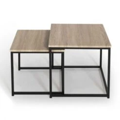 Lot De 2 Tables Basses Gigognes DETROIT 40/45 Design Industriel