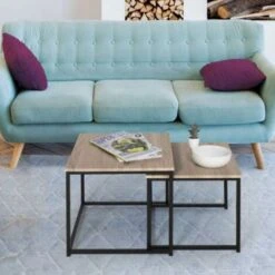 Lot De 2 Tables Basses Gigognes DETROIT 40/45 Design Industriel -VIDAXL || Songmics Soldes 10359674 3