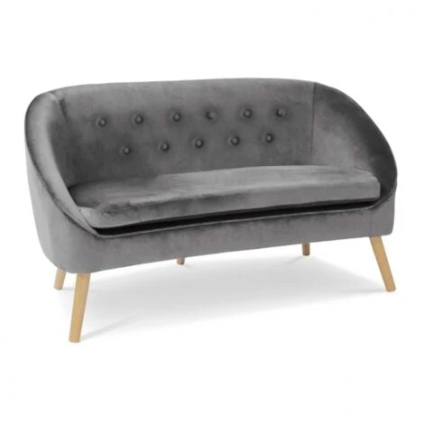Canapé Banquette En Velours SONIA Gris 3 Canapé Banquette En Velours SONIA Gris