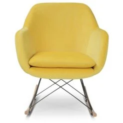 Fauteuil à Bascule BORA Velours Jaune -VIDAXL || Songmics Soldes 10717995 3