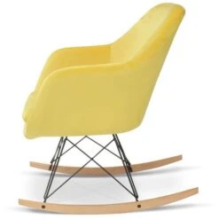 Fauteuil à Bascule BORA Velours Jaune -VIDAXL || Songmics Soldes 10717995 4