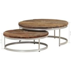 Ensemble De Table Basse 2 Pcs Bois De Récupération Et Acier VidaXL 9 Ensemble De Table Basse 2 Pcs Bois De Récupération Et Acier VidaXL -VIDAXL || Songmics Soldes 10749116 3