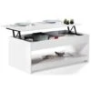 Table Basse Plateau Relevable SOA Bois Blanc -VIDAXL || Songmics Soldes 11092243 1