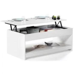 Table Basse Plateau Relevable SOA Bois Blanc