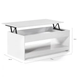 Table Basse Plateau Relevable SOA Bois Blanc -VIDAXL || Songmics Soldes 11092243 5