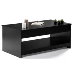 Table Basse Plateau Relevable SOA Bois Noir -VIDAXL || Songmics Soldes 11092244 4