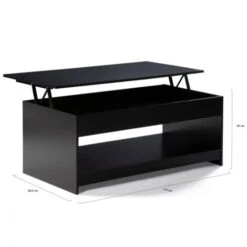 Table Basse Plateau Relevable SOA Bois Noir -VIDAXL || Songmics Soldes 11092244 5