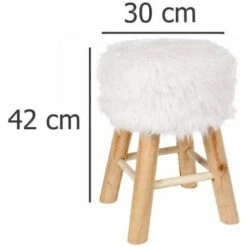 ATMOSPHERA Tabouret Fourrure - Instants Nature - D 30 X H 42 Cm - Blanc - Livraison Gratuite -VIDAXL || Songmics Soldes 11440078 3