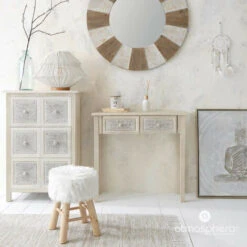 ATMOSPHERA Tabouret Fourrure - Instants Nature - D 30 X H 42 Cm - Blanc - Livraison Gratuite -VIDAXL || Songmics Soldes 11440078 5