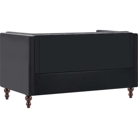 Canapé Chesterfield à 2 Places Revêtement En Similicuir Noir VidaXL 7 Canapé Chesterfield à 2 Places Revêtement En Similicuir Noir VidaXL – Image 5