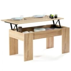 Table Basse Plateau Relevable TARA Bois Imitation Hêtre