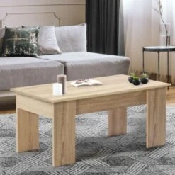 Table Basse Plateau Relevable TARA Bois Imitation Hêtre -VIDAXL || Songmics Soldes 11673622 3