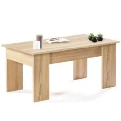 Table Basse Plateau Relevable TARA Bois Imitation Hêtre -VIDAXL || Songmics Soldes 11673622 4
