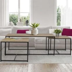 Lot De 3 Tables Basses Gigognes DETROIT 113 Cm Design Industriel -VIDAXL || Songmics Soldes 12128363 4