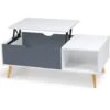 Table Basse EFFIE Plateau Relevable Bois Blanc Et Gris -VIDAXL || Songmics Soldes 12692065 1