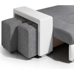 Canapé Angle Convertible Simon Blanc / Gris + 2 Poufs -VIDAXL || Songmics Soldes 12935746 4