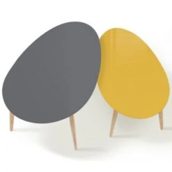 Lot De 2 Tables Basses Gigognes GIGI Laquées Gris Jaune Scandinave -VIDAXL || Songmics Soldes 13070541 3