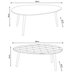 Lot De 2 Tables Basses Gigognes GIGI Laquées Gris Jaune Scandinave -VIDAXL || Songmics Soldes 13070541 4