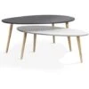 Lot De 2 Tables Basses Gigognes GIGI Laquées PM Blanc GM Gris Scandinave -VIDAXL || Songmics Soldes 13070542 1