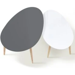 Lot De 2 Tables Basses Gigognes GIGI Laquées PM Blanc GM Gris Scandinave -VIDAXL || Songmics Soldes 13070542 3