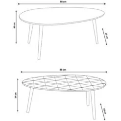 Lot De 2 Tables Basses Gigognes GIGI Laquées PM Blanc GM Gris Scandinave -VIDAXL || Songmics Soldes 13070542 4