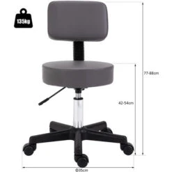 HOMCOM Tabouret Massage à Roulettes Réglable En Hauteur Pivotant Dossier Ergonomique Gris -VIDAXL || Songmics Soldes 13095955 3
