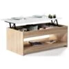 Table Basse Plateau Relevable SOA Bois Imitation Hêtre Plateau Blanc -VIDAXL || Songmics Soldes 13120935 1