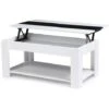 Table Basse Contemporaine GEORGIA Plateau Relevable Bois Blanc Et Noir -VIDAXL || Songmics Soldes 13120939 1