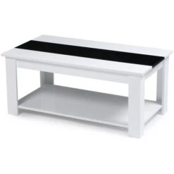 Table Basse Contemporaine GEORGIA Plateau Relevable Bois Blanc Et Noir -VIDAXL || Songmics Soldes 13120939 5