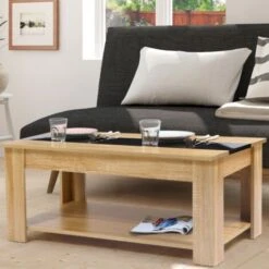 Table Basse Contemporaine GEORGIA Plateau Relevable Bois Noir Et Imitation Hêtre 9 Table Basse Contemporaine GEORGIA Plateau Relevable Bois Noir Et Imitation Hêtre -VIDAXL || Songmics Soldes 13133210 3
