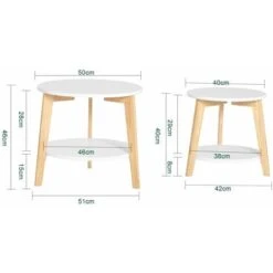 Set De 2-Blanc Et Bois Ronde Table D'Appoint Table Basse Ronde Guéridon FBT75-W SoBuy® -VIDAXL || Songmics Soldes 13281327 3