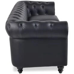 Canapé Chesterfield 3 Places Regency Noir -VIDAXL || Songmics Soldes 13974881 3