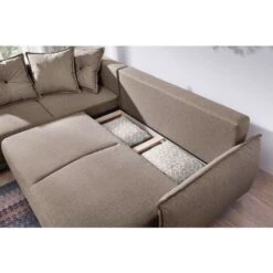 Lena - Canapé D'angle Gauche Convertible - 5 Places - Latte - Style Scandinave -VIDAXL || Songmics Soldes 14007514 4