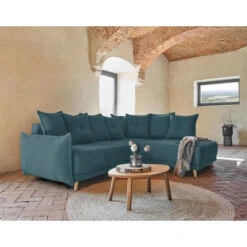 Lena - Canapé D'angle Droit Convertible - 5 Places - Bleu Canard - Style Scandinave -VIDAXL || Songmics Soldes 14007667 4