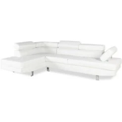 Canapé D'angle Gauche Avec Têtières Relevables Charly Blanc