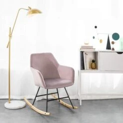 Chaise à Bascule Avec Accoudoirs Fauteuil De Relaxation Pieds Confortable Haute Qualité Élégant (Rose),SoBuy®FST68-P -VIDAXL || Songmics Soldes 14220705 4