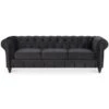 Canape Chesterfield Velours 3 Places Altesse Noir -VIDAXL || Songmics Soldes 14254442 1