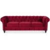 Canape Chesterfield Velours 3 Places Altesse Rouge -VIDAXL || Songmics Soldes 14254444 1
