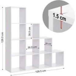 Songmics VASAGLE Étagère Escalier, Meuble De Rangement, 10 Compartiments, Bibliothèque, Pour Bureau, Salon, Chambre, Blanc 11 Songmics VASAGLE Étagère Escalier, Meuble De Rangement, 10 Compartiments, Bibliothèque, Pour Bureau, Salon, Chambre, Blanc -VIDAXL || Songmics Soldes 14373044 5