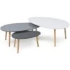Lot De 3 Tables Basses Gigognes GIGI Laquées Blanc / Gris -VIDAXL || Songmics Soldes 14448668 1