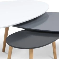 Lot De 3 Tables Basses Gigognes GIGI Laquées Blanc / Gris -VIDAXL || Songmics Soldes 14448668 4
