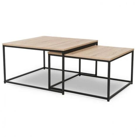 Lot De 2 Tables Basses Gigognes DETROIT 60/70 Design Industriel 3 Lot De 2 Tables Basses Gigognes DETROIT 60/70 Design Industriel