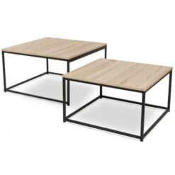 Lot De 2 Tables Basses Gigognes DETROIT 60/70 Design Industriel 11 Lot De 2 Tables Basses Gigognes DETROIT 60/70 Design Industriel -VIDAXL || Songmics Soldes 14902407 5