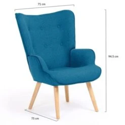 Fauteuil Scandinave IVAR En Tissu Bleu Canard -VIDAXL || Songmics Soldes 15008367 5