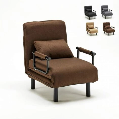 Fauteuil Convertible 1 Place Chauffeuse En Tissu Deborah Couleur: Marron 3 Fauteuil Convertible 1 Place Chauffeuse En Tissu Deborah Couleur: Marron