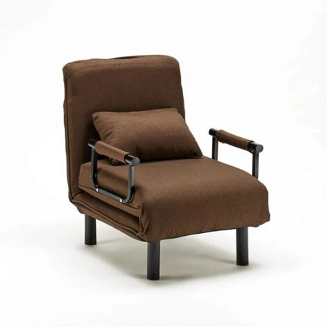 Fauteuil Convertible 1 Place Chauffeuse En Tissu Deborah Couleur: Marron 5 Fauteuil Convertible 1 Place Chauffeuse En Tissu Deborah Couleur: Marron – Image 3