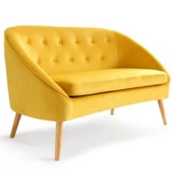 Canapé Banquette En Velours SONIA Jaune -VIDAXL || Songmics Soldes 15473163 4